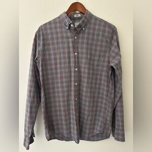 J CREW Men's Long-Sleeve Button-Down Plaid Shirt - Blue & Rust